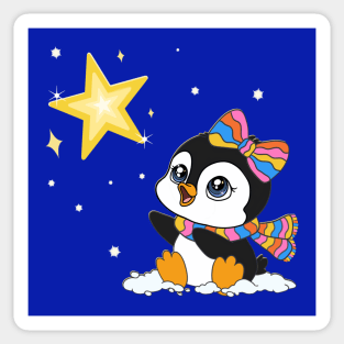 Baby Penguin with a Bright Star Sticker